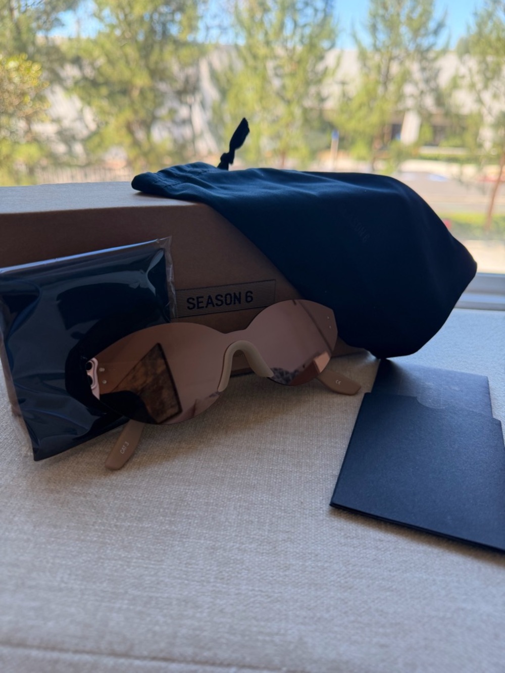 Yeezy Brown-Tinted Shield Sunglasses with Black Soft Pouch